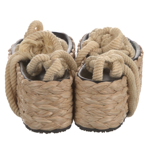Isabel Marant Jute Raffia Platform Lace Up Espadrilles Sandals 9 40 - Picture 7 of 8
